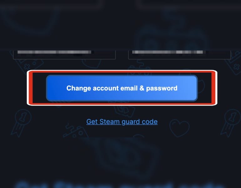 Botão para mudar o email e a palavra-passe da conta
